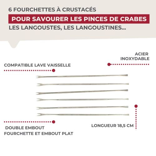 Lot De 6 Fourchettes à Crustacé En Acier Inoxydable 18,5 Cm Fackelmann