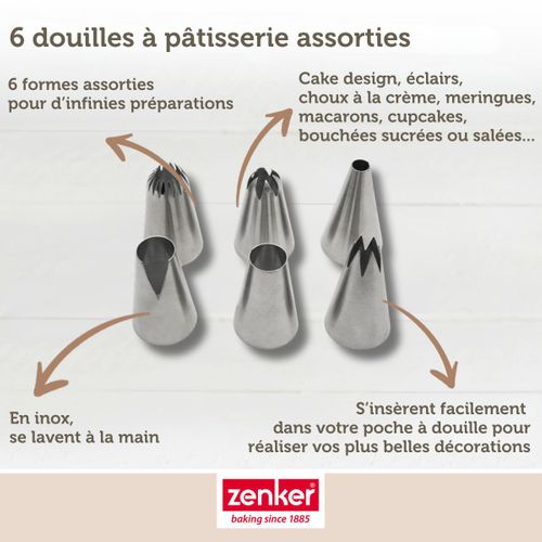 Lot De 6 Douilles à Pâtisserie En Inox Grand Modèle Smart Pastry
