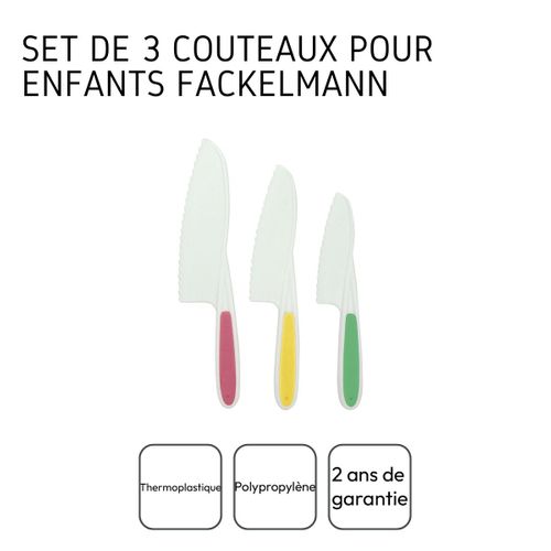 3 Couteaux De Cuisine Pour Enfants 22 à 27 Cm Fackelmann Mini Monster