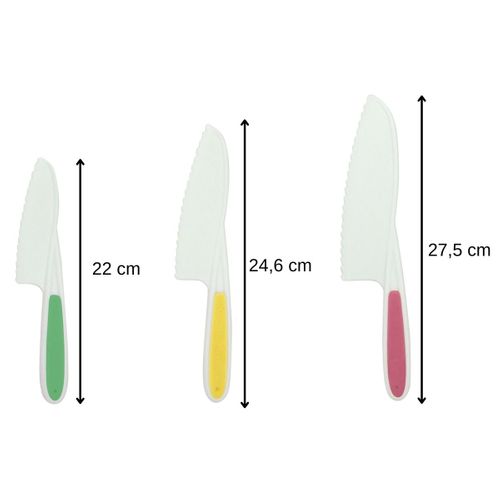 3 Couteaux De Cuisine Pour Enfants 22 à 27 Cm Fackelmann Mini Monster