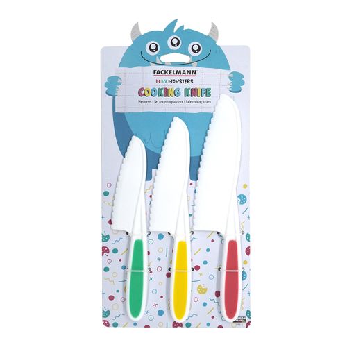 3 Couteaux De Cuisine Pour Enfants 22 à 27 Cm Fackelmann Mini Monster