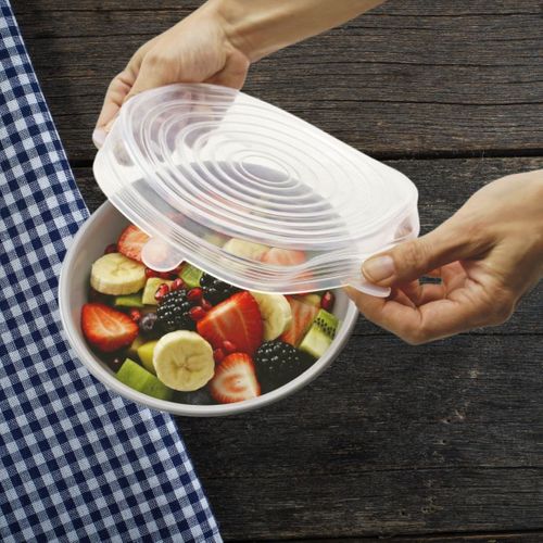 Lot De 6 Couvercles De Conservation En Silicone Étirable De 6 à 20 Cm Basic