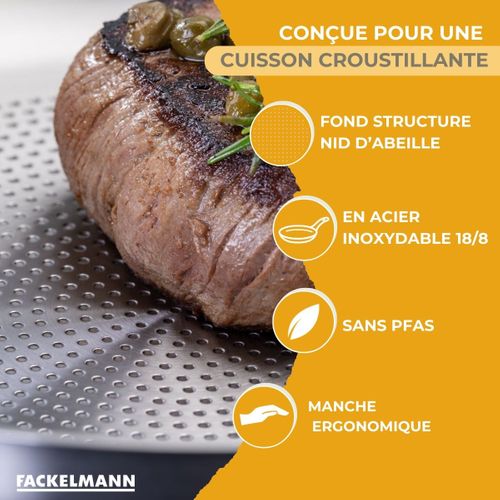 Poêle 28 Cm En Inox 18/8 Ovale Gris