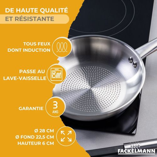 Poêle 28 Cm En Inox 18/8 Ovale Gris