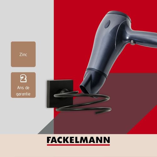 Support Sèche Cheveux En Zinc Noir Mat Fackelmann New York