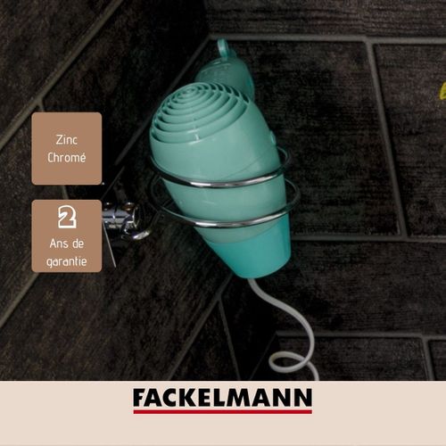 Support Sèche Cheveux En Zinc Gris Chromé Fackelmann Mare