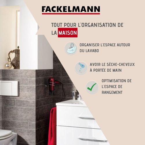 Support Sèche Cheveux En Zinc Gris Chromé Fackelmann Mare