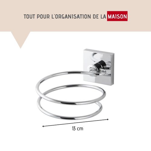Support Sèche Cheveux En Zinc Gris Chromé Fackelmann Mare