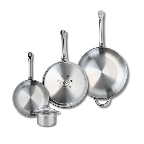 Ensemble De 3 Poêles De Cuisson 24, 28 Et 32 Cm Et 1 Faitout 12 Cm Elo Profi Citrin