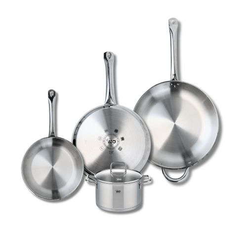 Ensemble De 3 Poêles De Cuisson 24, 28 Et 32 Cm Et 1 Faitout 16 Cm Elo Profi Citrin