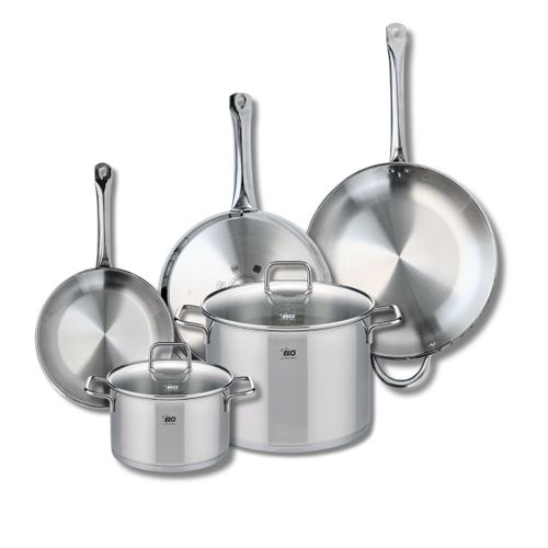 Ensemble De 3 Poêles De Cuisson 24, 28 Et 32 Cm Et 2 Faitouts 20 Et 26 Cm Elo Profi Citrin