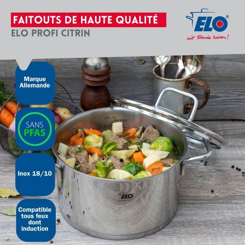 Ensemble De 3 Poêles De Cuisson 24, 28 Et 32 Cm Et 3 Faitouts 12, 14 Et 16 Cm Elo Profi Citrin