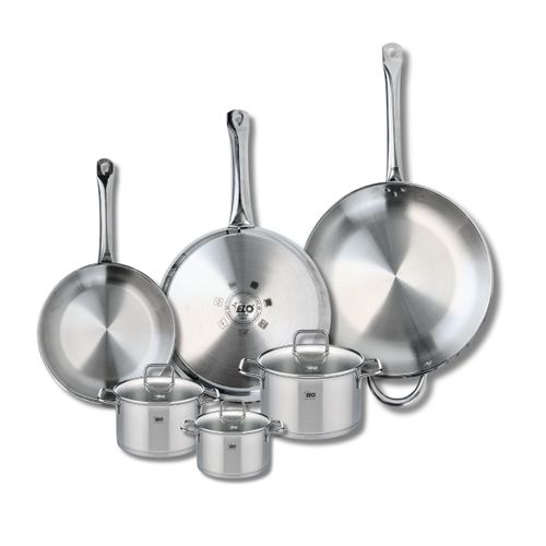 Ensemble De 3 Poêles De Cuisson 24, 28 Et 32 Cm Et 3 Faitouts 12, 14 Et 16 Cm Elo Profi Citrin