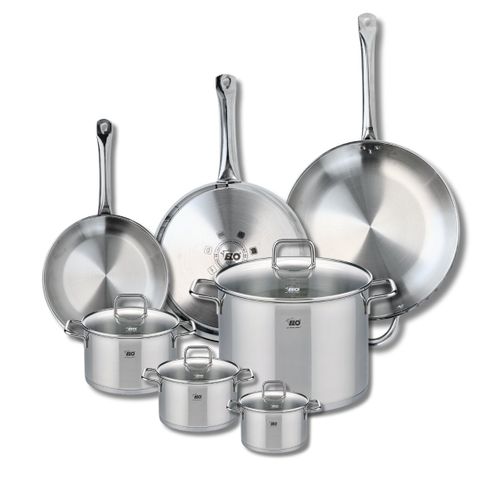 Ensemble De 3 Poêles De Cuisson 24, 28 Et 32 Cm Et 4 Faitouts 12, 14, 16 Et 26 Cm Elo Profi Citrin