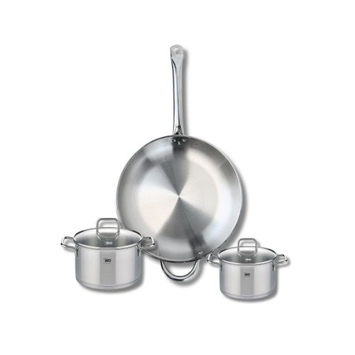 Ensemble De 1 Poêle De Cuisson 32 Cm Et 2 Faitouts 14 Et 16 Cm Elo Profi Citrin