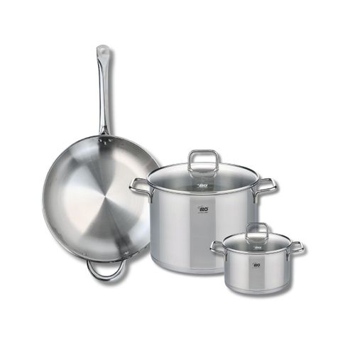 Ensemble De 1 Poêle De Cuisson 32 Cm Et 2 Faitouts 16 Et 26 Cm Elo Profi Citrin