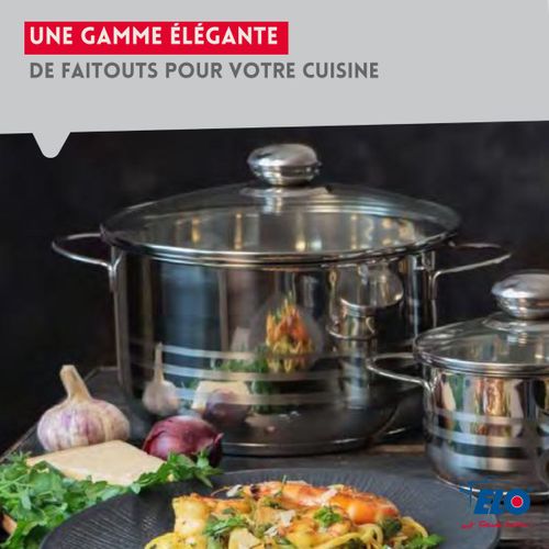 Ensemble De 3 Poêles De Cuisson 20, 24 Et 28 Cm Et 2 Faitouts 16 Et 24 Cm Elo Prima Brillant