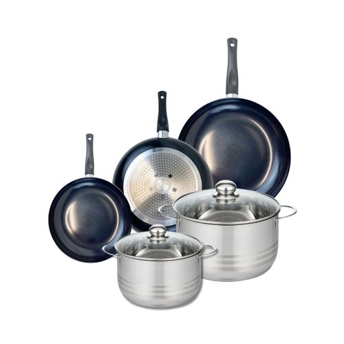 Ensemble De 3 Poêles De Cuisson 20, 24 Et 28 Cm Et 2 Faitouts 20 Et 24 Cm Elo Prima Brillant