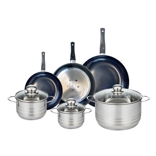Ensemble De 3 Poêles De Cuisson 20, 24 Et 28 Cm Et 3 Faitouts 14, 16 Et 24 Cm Elo Prima Brillant