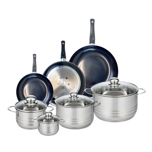 Ensemble De 3 Poêles De Cuisson 20, 24 Et 28 Cm Et 4 Faitouts 12, 16, 20 Et 24 Cm Elo Prima Brillant
