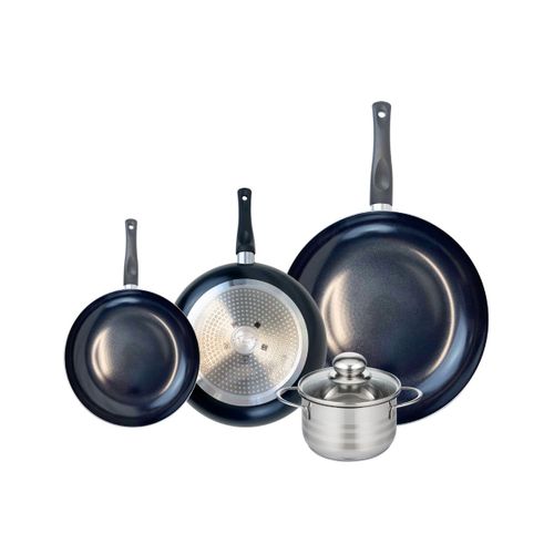 Ensemble De 3 Poêles De Cuisson 20, 24 Et 32 Cm Et 1 Faitout 14 Cm Elo Prima Brillant