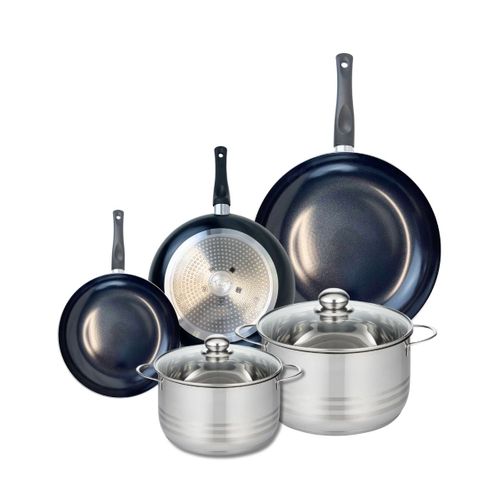 Ensemble De 3 Poêles De Cuisson 20, 24 Et 32 Cm Et 2 Faitouts 20 Et 24 Cm Elo Prima Brillant