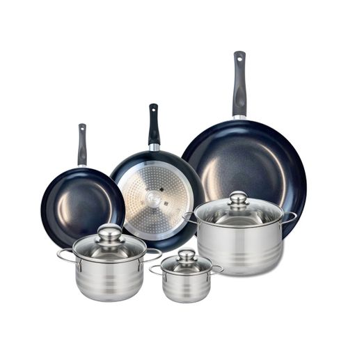 Ensemble De 3 Poêles De Cuisson 20, 24 Et 32 Cm Et 3 Faitouts 12, 16 Et 20 Cm Elo Prima Brillant