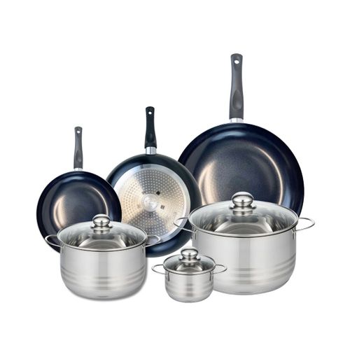 Ensemble De 3 Poêles De Cuisson 20, 24 Et 32 Cm Et 3 Faitouts 12, 20 Et 24 Cm Elo Prima Brillant