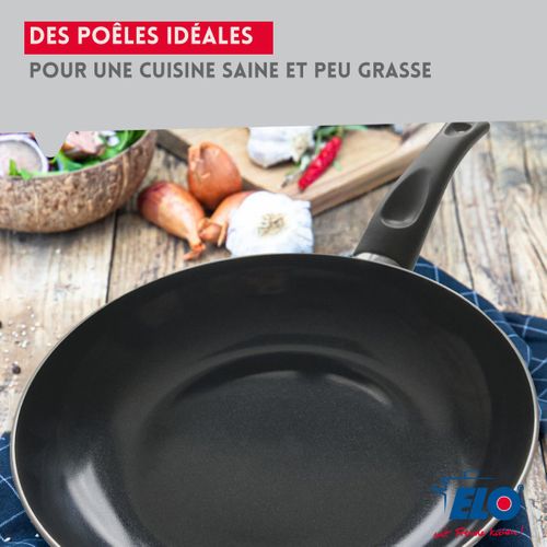 Ensemble De 3 Poêles De Cuisson 20, 24 Et 32 Cm Et 3 Faitouts 14, 20 Et 24 Cm Elo Prima Brillant
