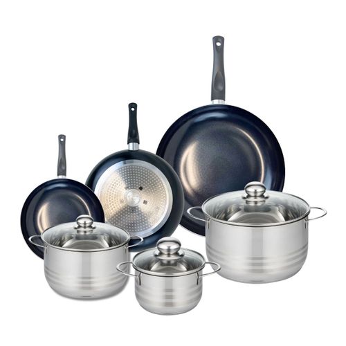 Ensemble De 3 Poêles De Cuisson 20, 24 Et 32 Cm Et 3 Faitouts 16, 20 Et 24 Cm Elo Prima Brillant