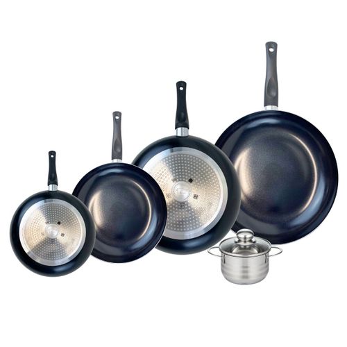 Ensemble De 4 Poêles De Cuisson 20, 24, 28 Et 32 Cm Et 1 Faitout 12 Cm Elo Prima Brillant