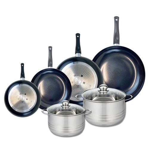 Ensemble De 4 Poêles De Cuisson 20, 24, 28 Et 32 Cm Et 2 Faitouts 20 Et 24 Cm Elo Prima Brillant