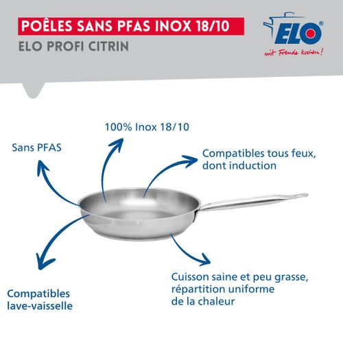 Ensemble De 1 Poêle De Cuisson 24 Cm Et 1 Faitout 20 Cm Elo Profi Brillant