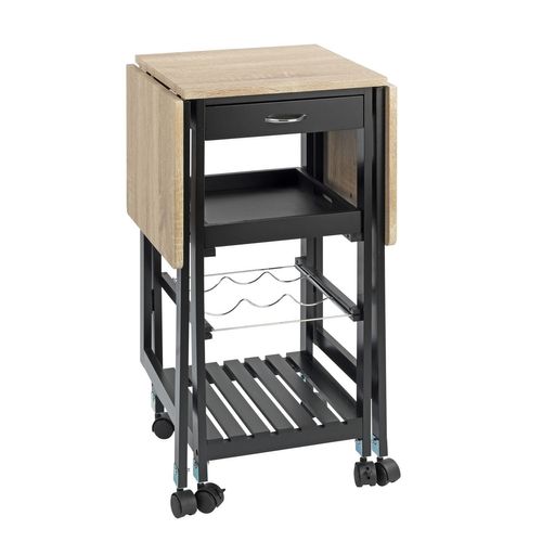 Desserte De Cuisine Dépliante 6 Roulettes - Noir