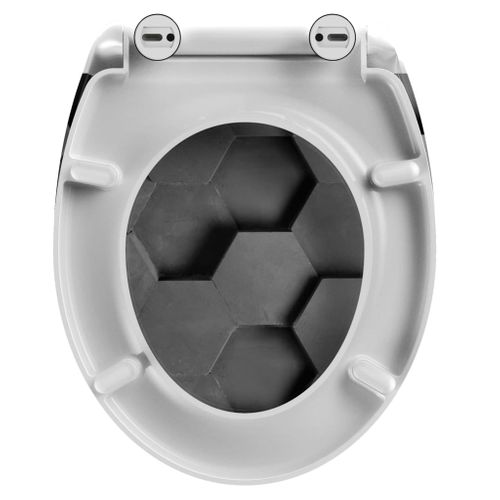 Siège De Toilette Avec Fermeture En Douceur Grey Hexagons