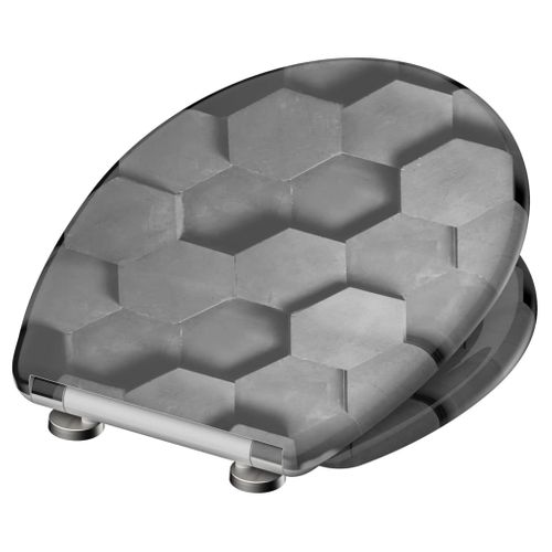 Siège De Toilette Avec Fermeture En Douceur Grey Hexagons