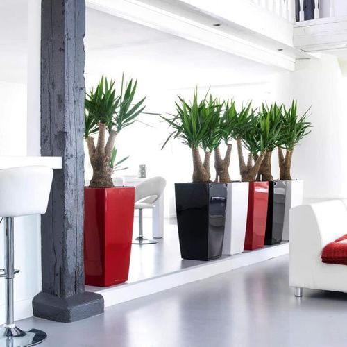 Pot De Fleur - Lec - Cubico Premium 40 - Rouge - Avec Réserve D'eau - Kit Complet