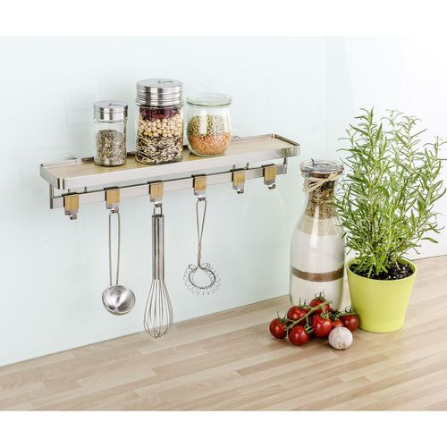 Etagère Porte Épices En Bambou Avec Barre Alina - Blanc