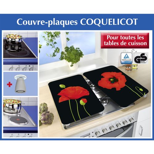2 Couvres-plaques Universel Coquelicot - 52 X 30 Cm - Multicolore