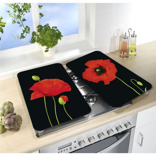 2 Couvres-plaques Universel Coquelicot - 52 X 30 Cm - Multicolore