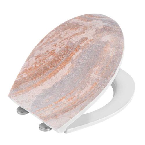 Abattant De Wc Antibactérien En Duroplast à Relief "canyon" - Orange Et Gris - Universelle