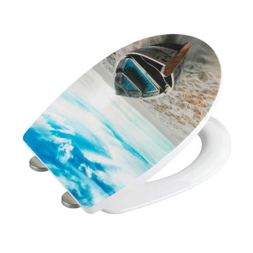 Abattant Wc En Thermoplastique Avec Motif Bateau Sur La Plage "boat" - Multicolore - Universelle