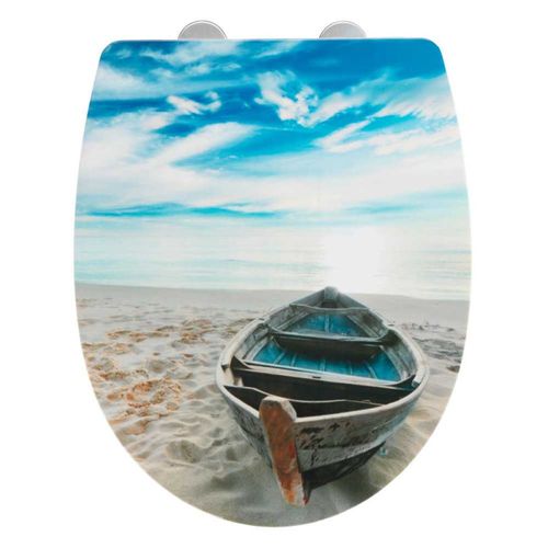 Abattant Wc En Thermoplastique Avec Motif Bateau Sur La Plage "boat" - Multicolore - Universelle