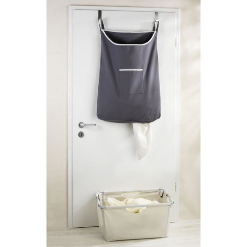 Panier à Linge à Suspendre Sur Porte Canguro - L. 52 X H. 81 Cm - Gris
