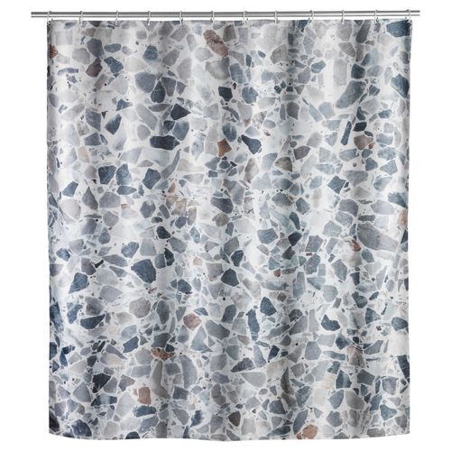 Rideau De Douche Design Terrazzo - Polyester - 180 X 200 Cm - Gris