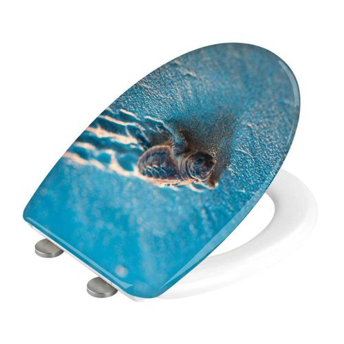 Abattant Wc à Imprimé "caretta" - Bleu/blanc - L 38 X L 45 Cm
