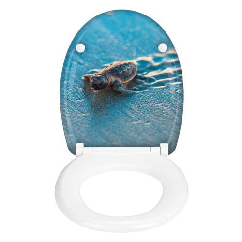 Abattant Wc à Imprimé "caretta" - Bleu/blanc - L 38 X L 45 Cm