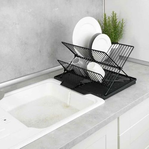 Égouttoir Vaisselle Wenko Nelia Noir Avec Tapis Égouttoir