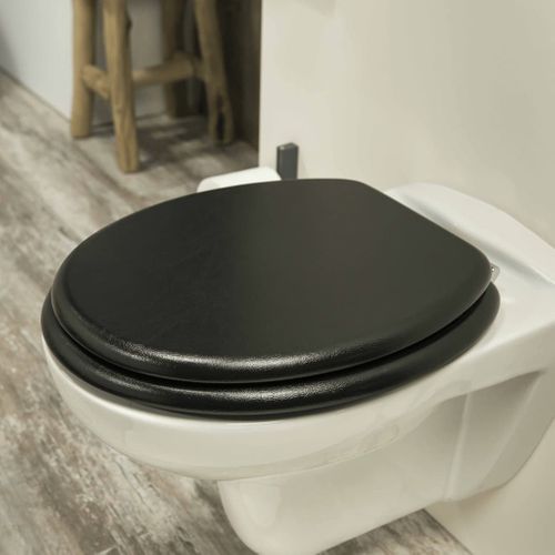 Siège De Toilette Leatherlook Mdf Noir 252540746