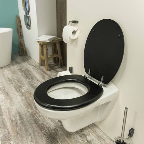 Siège De Toilette Leatherlook Mdf Noir 252540746